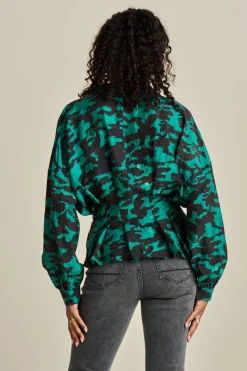 BLOUSE Camo Teal Green
