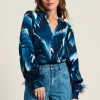 BLOUSE Feathers Blue