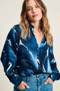 BLOUSE Feathers Blue