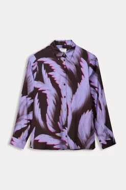 BLOUSE Mila Satin Feathers Brown