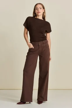 JEANS Wide Leg Washed Brown